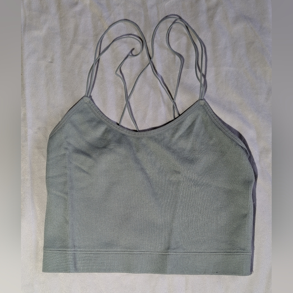 Gilly Hicks RibbedBralette crop top with a strappy racerback And Lace Size Small